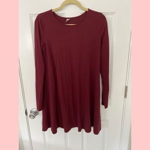 Maroon long sleeve swing dress